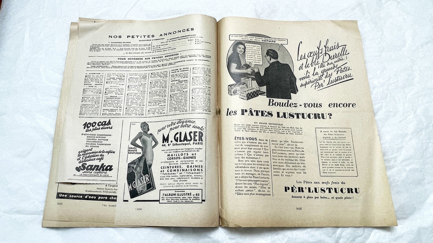 1930s - Vintage French Fashion Magazine - Mode Pratique - Elegant Womens Apparel - Home Crafts - Lifestyle Advice - Parisian Life
