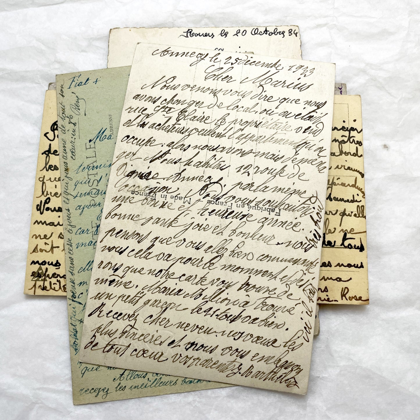 1910s-1940s - Seven French Handwritten Postcards - Vintage Paper Artifacts France