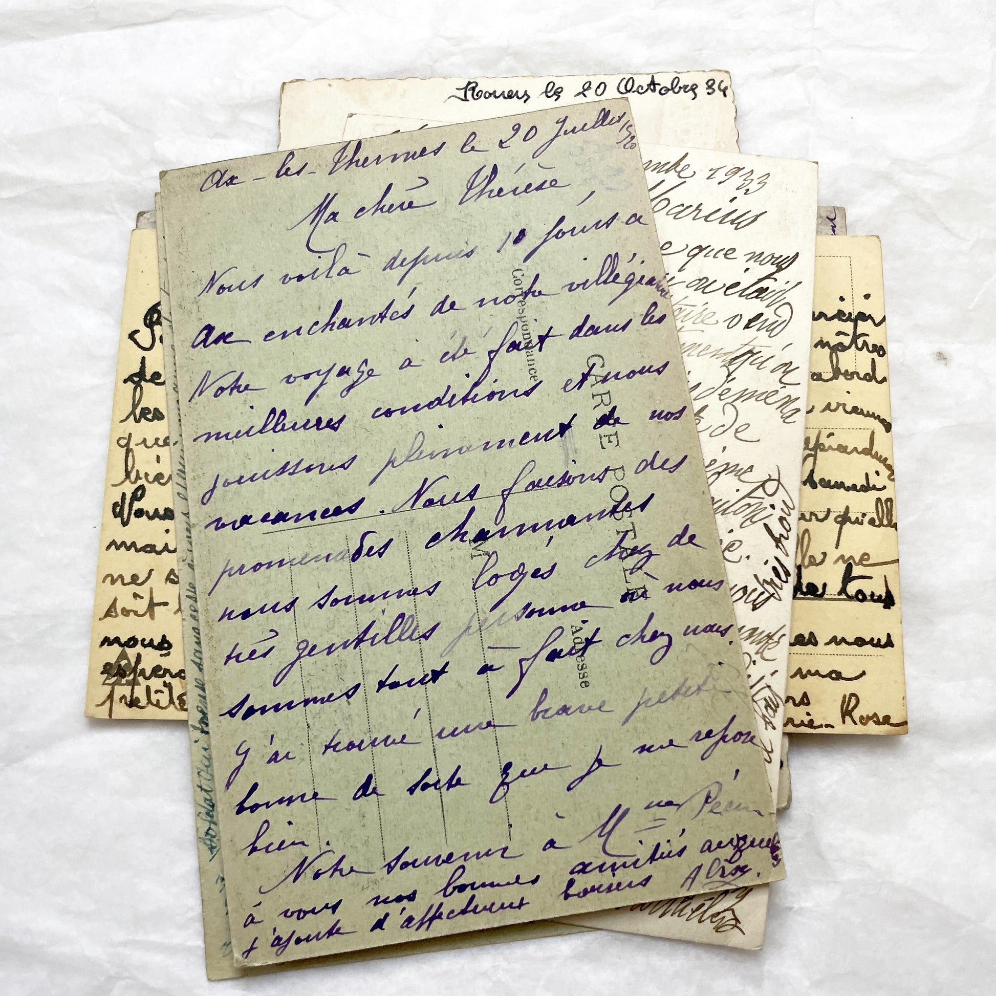 1910s-1940s - Seven French Handwritten Postcards - Vintage Paper Artifacts France