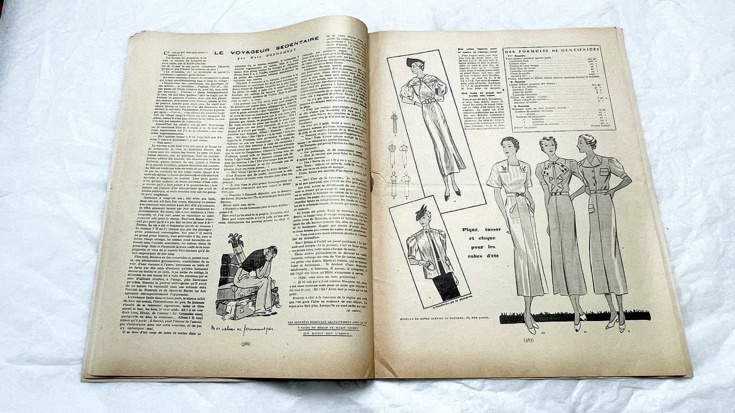 1930s - Vintage French Fashion Magazine - Mode Pratique - Dress Patterns - Hat Styles - Advertising - Retro Style - Collectible Ephemera