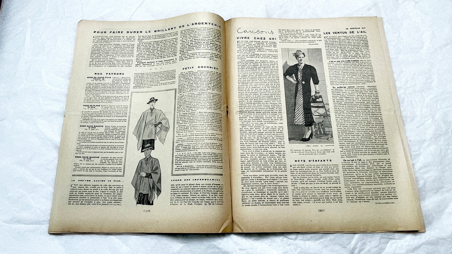 1930s - Vintage French Fashion Magazine - Mode Pratique - Dress Patterns - Hat Styles - Advertising - Retro Style - Collectible Ephemera