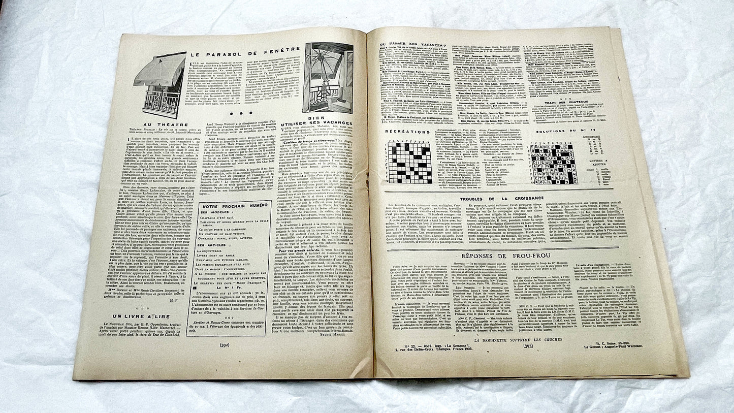 1930s - Vintage French Fashion Magazine - Mode Pratique - Dress Patterns - Hat Styles - Advertising - Retro Style - Collectible Ephemera