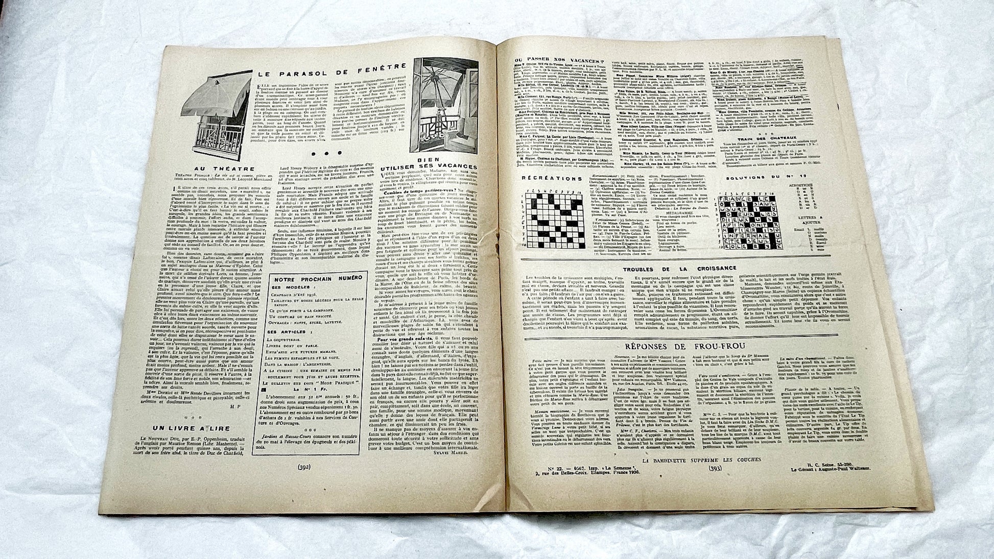 1930s - Vintage French Fashion Magazine - Mode Pratique - Dress Patterns - Hat Styles - Advertising - Retro Style - Collectible Ephemera