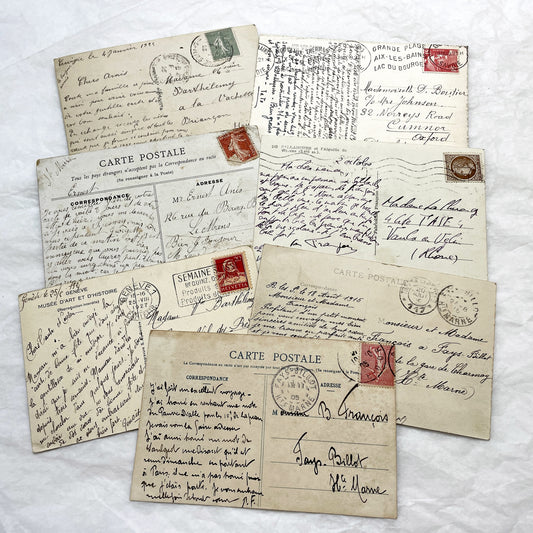 1910s - 1930s - Seven Handwritten Correspondence from France and Switzerland - Collectible Ephemera - Historic Travel