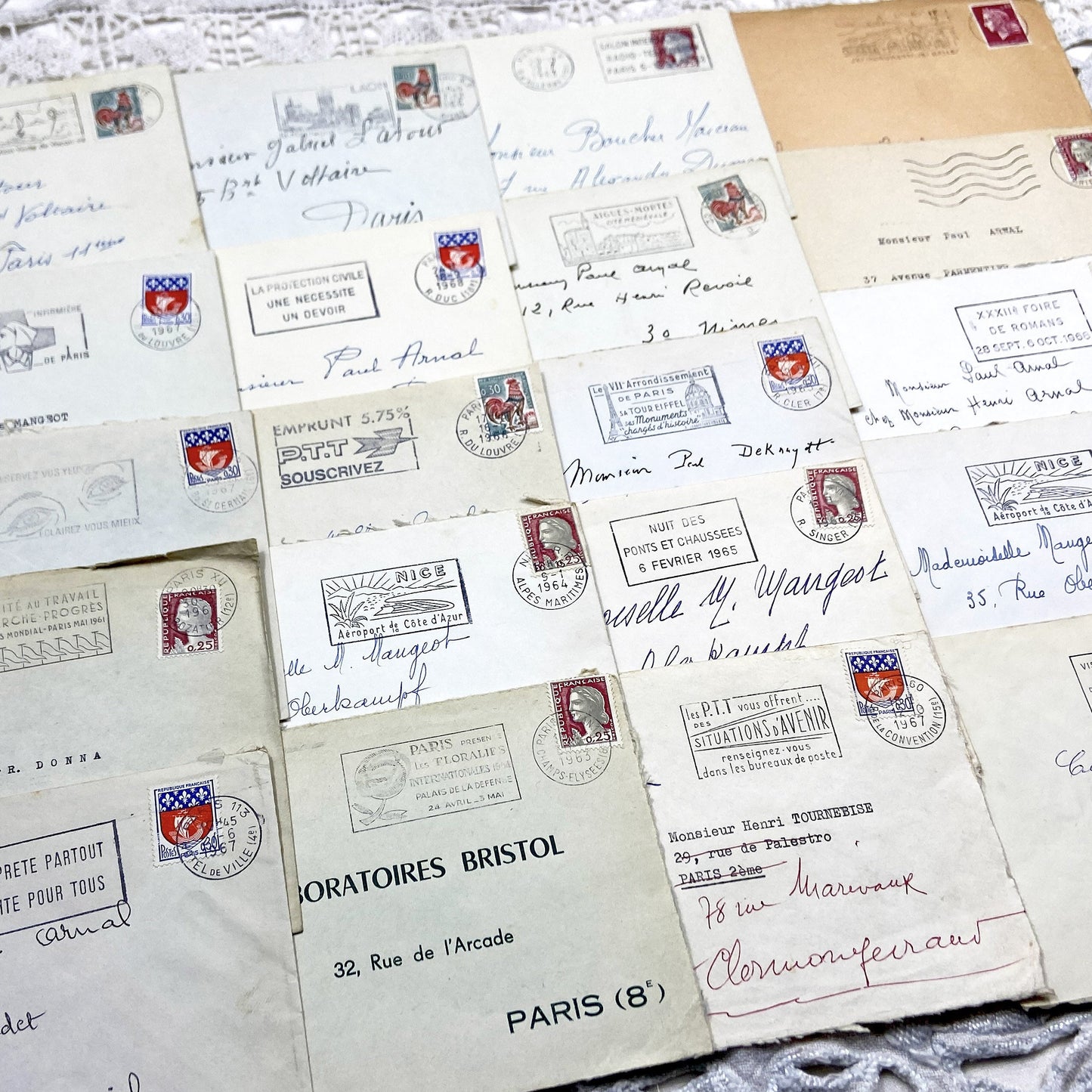 1960s - Lot of 20 Vintage French Envelopes – 1960s Ephemera for Junk Journals, Collage & Paper Crafts
