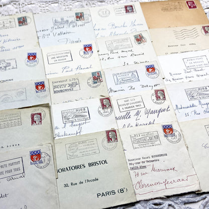 1960s - Lot of 20 Vintage French Envelopes – 1960s Ephemera for Junk Journals, Collage & Paper Crafts