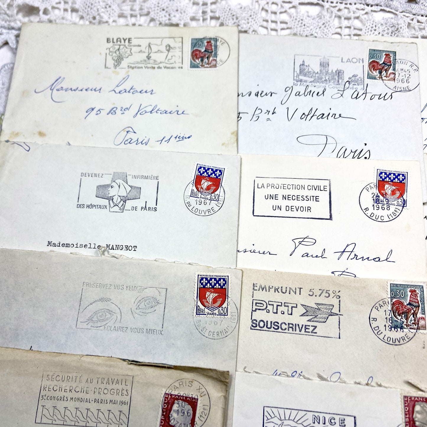 1960s - Lot of 20 Vintage French Envelopes – 1960s Ephemera for Junk Journals, Collage & Paper Crafts