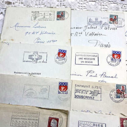 1960s - Lot of 20 Vintage French Envelopes – 1960s Ephemera for Junk Journals, Collage & Paper Crafts