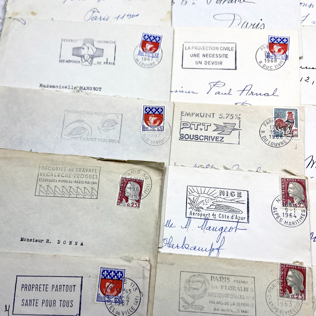 1960s - Lot of 20 Vintage French Envelopes – 1960s Ephemera for Junk Journals, Collage & Paper Crafts