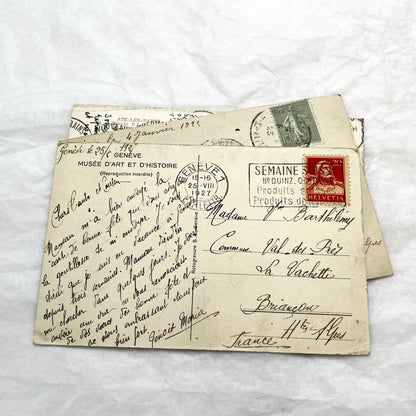 1910s - 1930s - Seven Handwritten Correspondence from France and Switzerland - Collectible Ephemera - Historic Travel