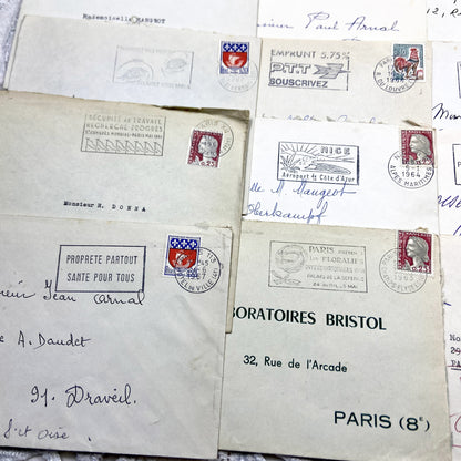 1960s - Lot of 20 Vintage French Envelopes – 1960s Ephemera for Junk Journals, Collage & Paper Crafts