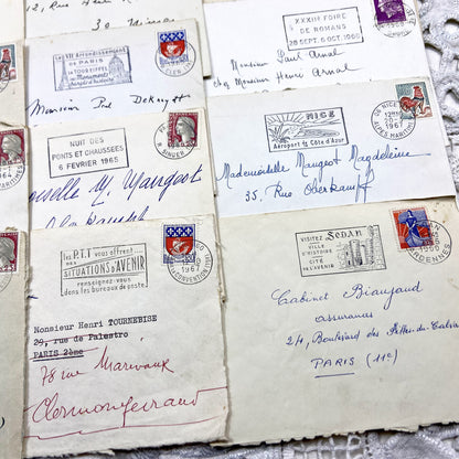 1960s - Lot of 20 Vintage French Envelopes – 1960s Ephemera for Junk Journals, Collage & Paper Crafts