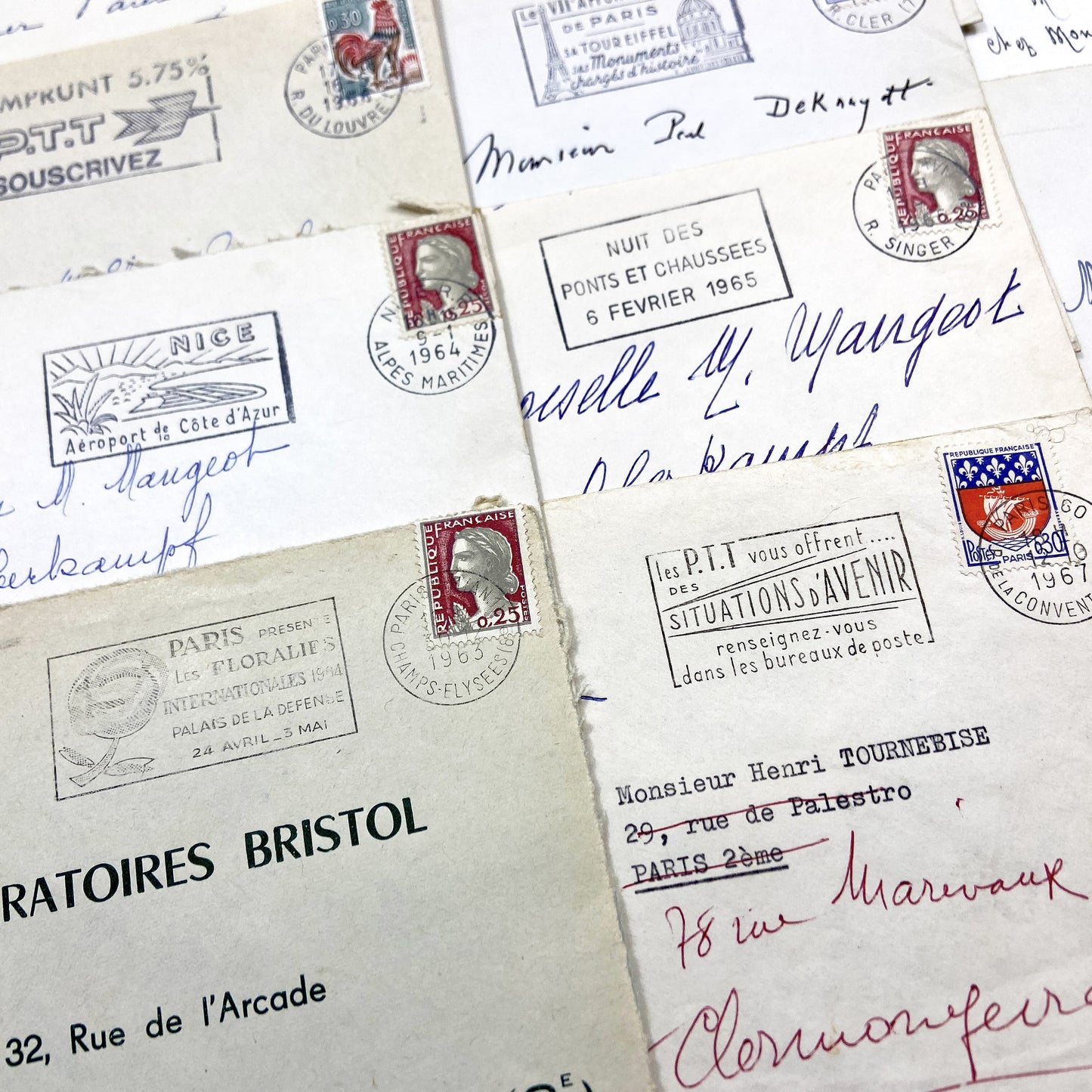 1960s - Lot of 20 Vintage French Envelopes – 1960s Ephemera for Junk Journals, Collage & Paper Crafts