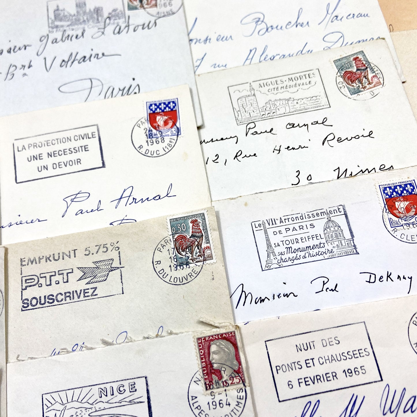 1960s - Lot of 20 Vintage French Envelopes – 1960s Ephemera for Junk Journals, Collage & Paper Crafts