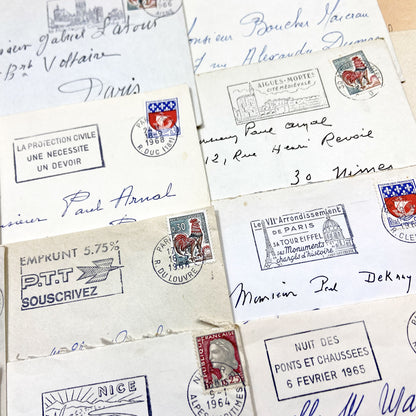 1960s - Lot of 20 Vintage French Envelopes – 1960s Ephemera for Junk Journals, Collage & Paper Crafts
