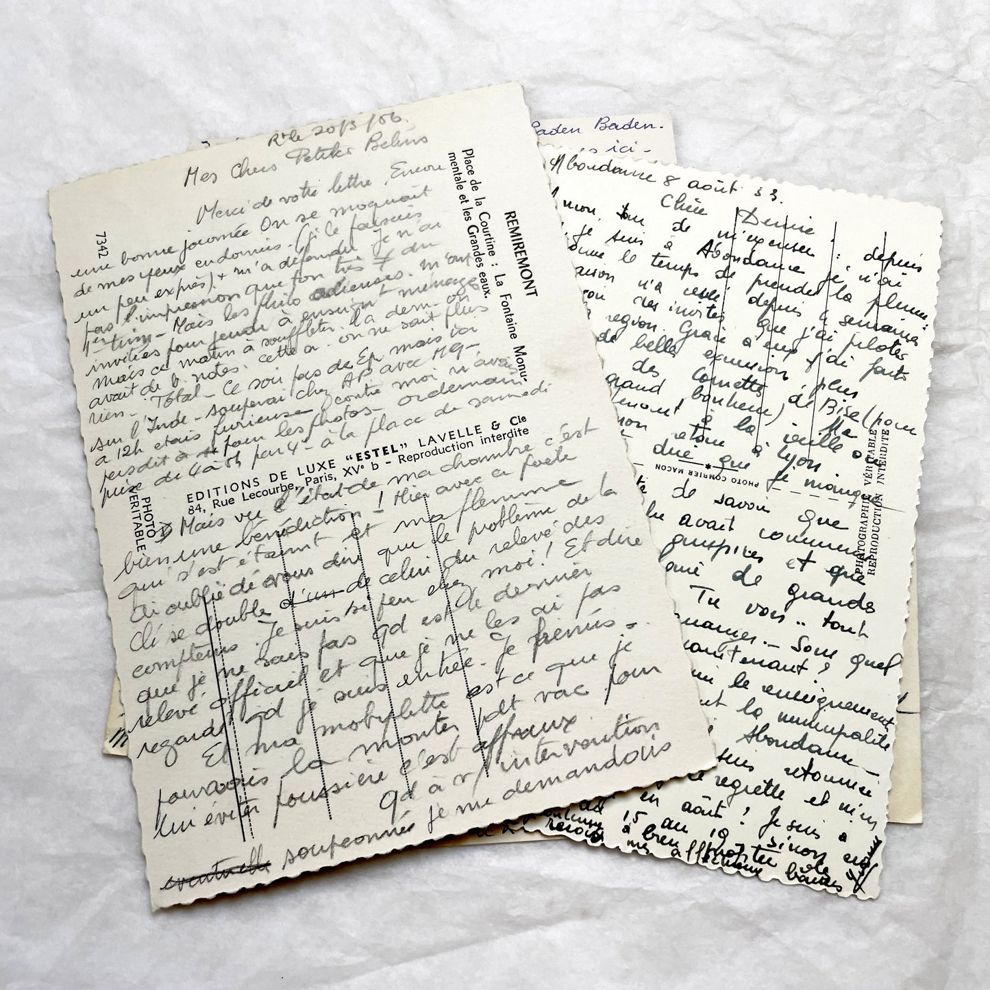 1960s -  Eight French Postcards - Handwritten Correspondence - Travel Mementos - Historical Ephemera - France Germany - Antique Paper Lot