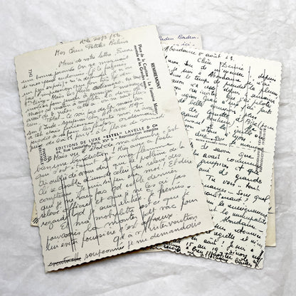 1960s -  Eight French Postcards - Handwritten Correspondence - Travel Mementos - Historical Ephemera - France Germany - Antique Paper Lot