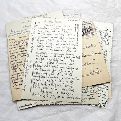 1960s -  Eight French Postcards - Handwritten Correspondence - Travel Mementos - Historical Ephemera - France Germany - Antique Paper Lot
