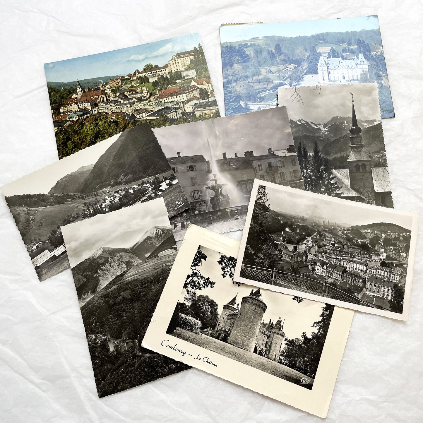 1960s -  Eight French Postcards - Handwritten Correspondence - Travel Mementos - Historical Ephemera - France Germany - Antique Paper Lot