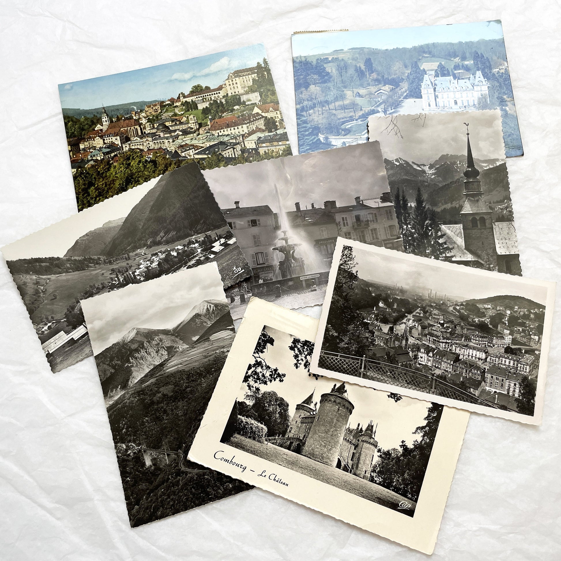 1960s -  Eight French Postcards - Handwritten Correspondence - Travel Mementos - Historical Ephemera - France Germany - Antique Paper Lot