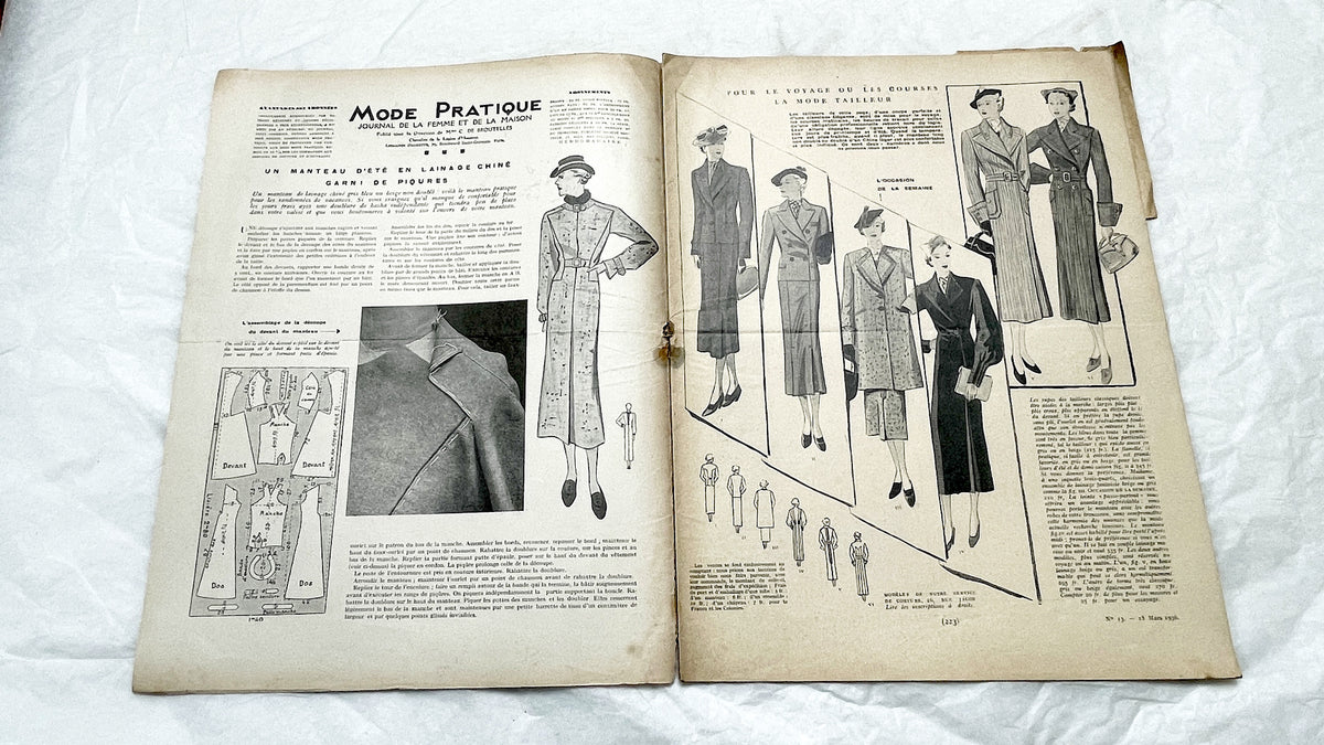 1930s - French Fashion Magazine Vintage Sewing Patterns Women's Style - Historical Apparel - Couture - Collectible Periodical