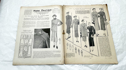 1930s - French Fashion Magazine Vintage Sewing Patterns Women's Style - Historical Apparel - Couture - Collectible Periodical