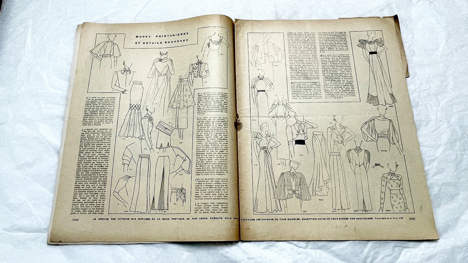 1930s - French Fashion Magazine Vintage Sewing Patterns Women's Style - Historical Apparel - Couture - Collectible Periodical
