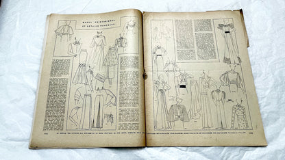 1930s - French Fashion Magazine Vintage Sewing Patterns Women's Style - Historical Apparel - Couture - Collectible Periodical