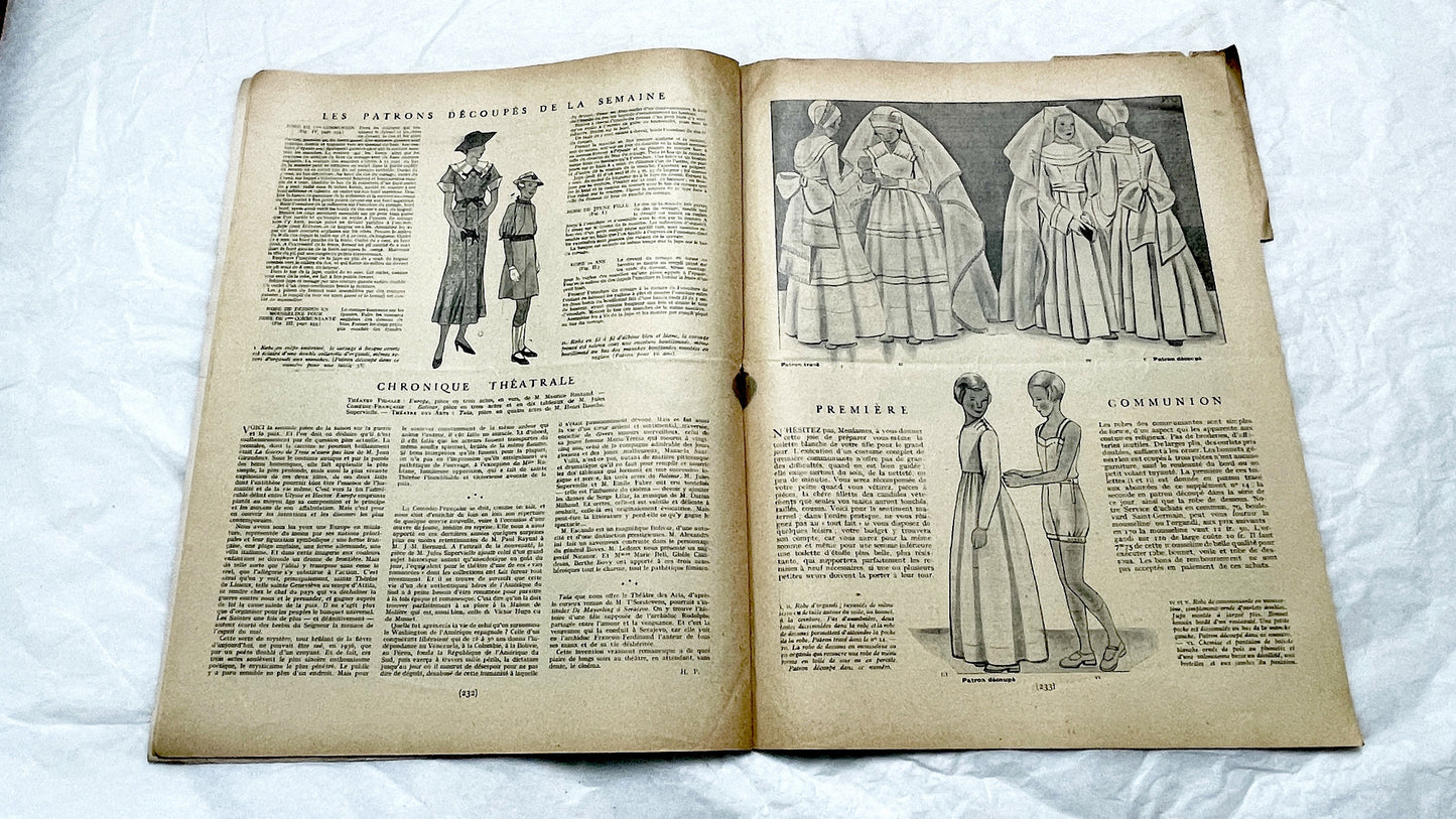 1930s - French Fashion Magazine Vintage Sewing Patterns Women's Style - Historical Apparel - Couture - Collectible Periodical