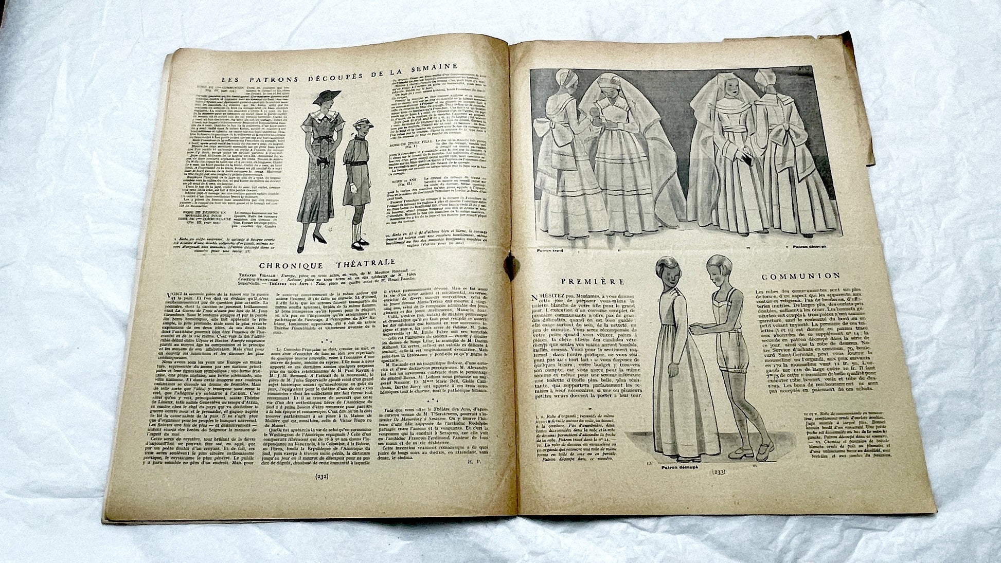 1930s - French Fashion Magazine Vintage Sewing Patterns Women's Style - Historical Apparel - Couture - Collectible Periodical