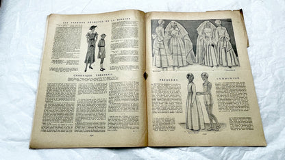 1930s - French Fashion Magazine Vintage Sewing Patterns Women's Style - Historical Apparel - Couture - Collectible Periodical