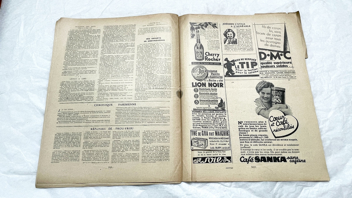 1930s - French Fashion Magazine Vintage Sewing Patterns Women's Style - Historical Apparel - Couture - Collectible Periodical