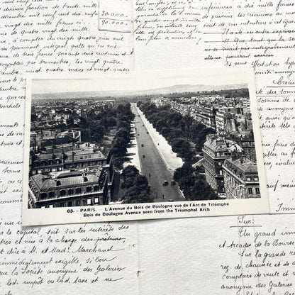 1920s - Paris Bois de Boulogne Avenue From Arc de Triomphe - Vintage French Postcard - Historic City View - Black & White Photo