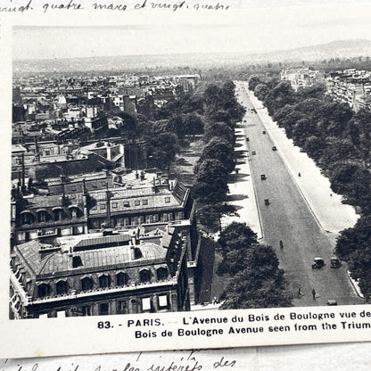 1920s - Paris Bois de Boulogne Avenue From Arc de Triomphe - Vintage French Postcard - Historic City View - Black & White Photo