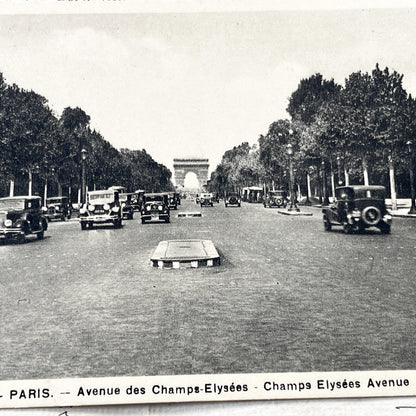 1930s - Paris Champs-Élysées Avenue Vintage Postcard - Arc De Triomphe Iconic View - French City Life - Early Automobile Era - Collectible