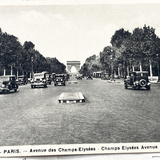 1930s - Paris Champs-Élysées Avenue Vintage Postcard - Arc De Triomphe Iconic View - French City Life - Early Automobile Era - Collectible
