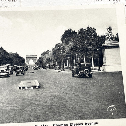 1930s - Paris Champs-Élysées Avenue Vintage Postcard - Arc De Triomphe Iconic View - French City Life - Early Automobile Era - Collectible