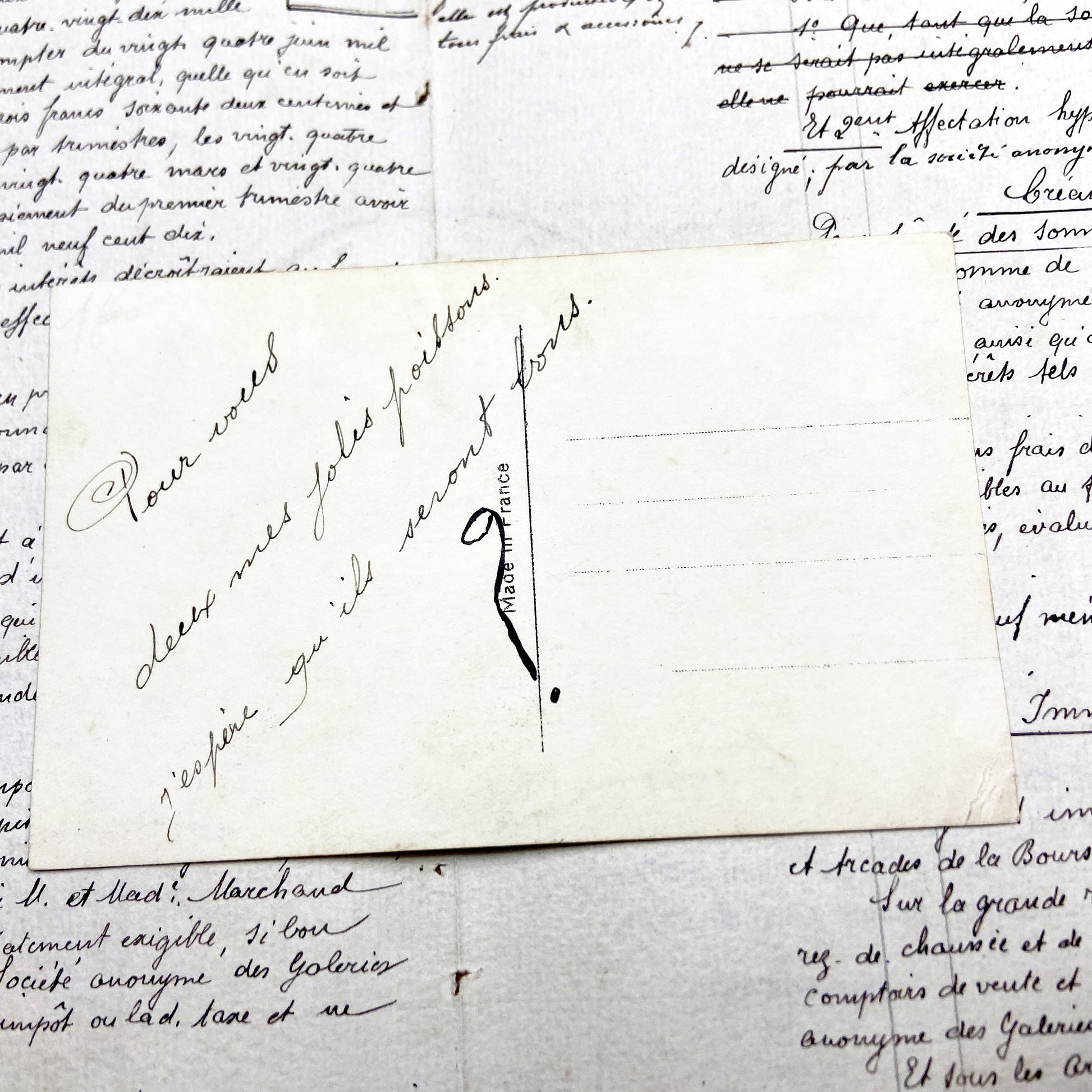 1910s - French April Fool's Day Postcard - Embossed Fish Net Fabric Flowers - Poisson d'Avril Wishes Collectible