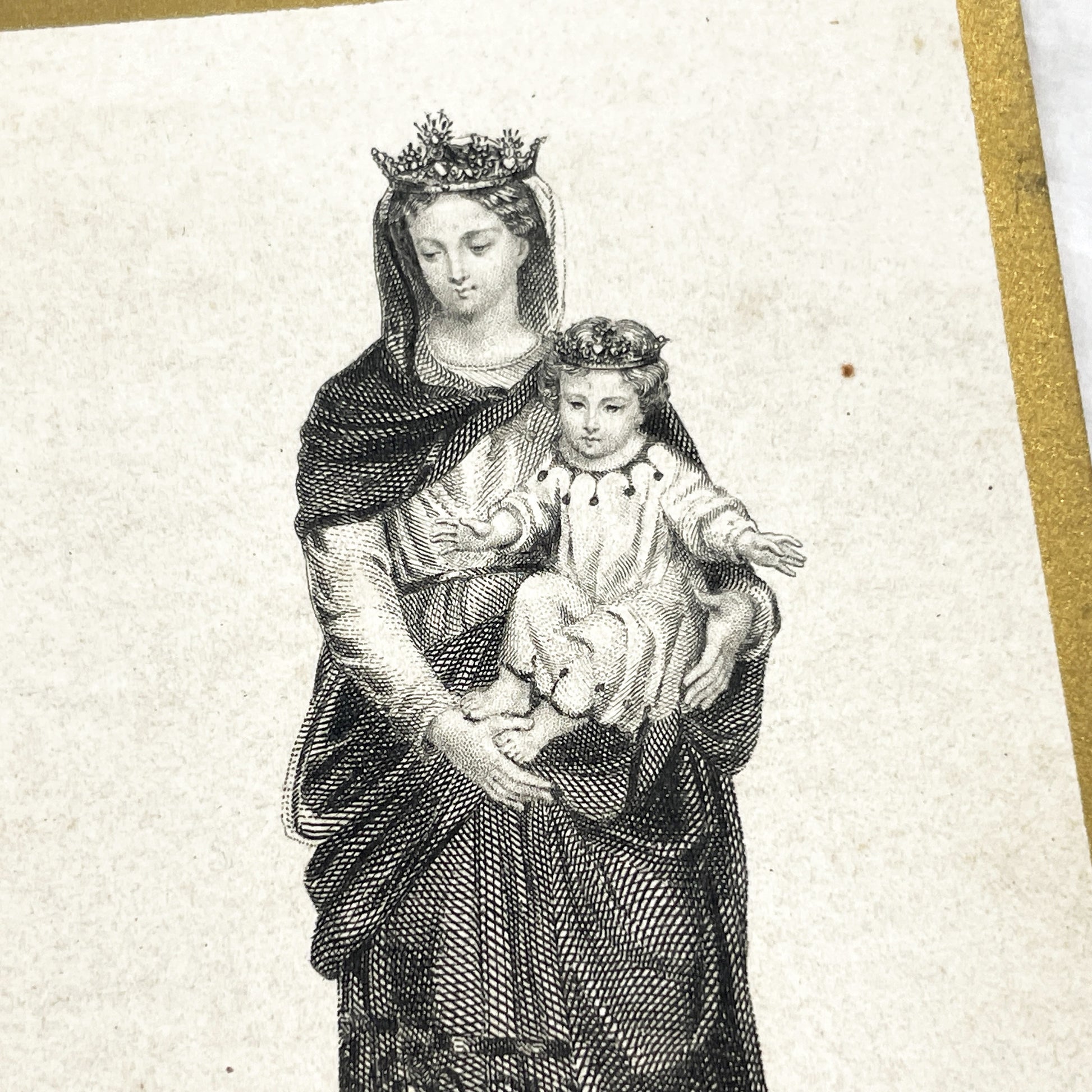 1900s - Antique French Religious Card - Our Lady of Gracay - Virgin Mary Infant Jesus - Devotional Art Print - Bouasse-Lebel