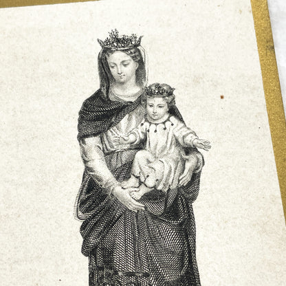 1900s - Antique French Religious Card - Our Lady of Gracay - Virgin Mary Infant Jesus - Devotional Art Print - Bouasse-Lebel