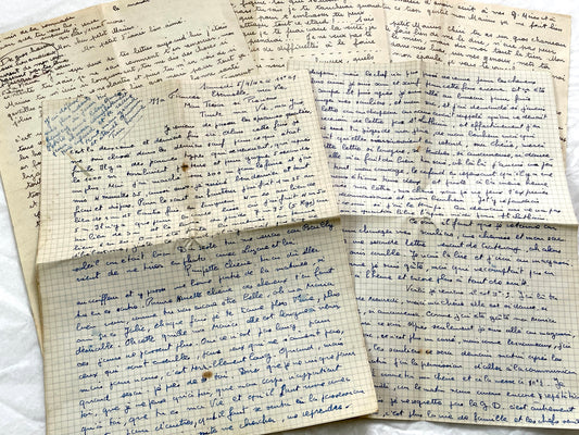 1940s - Two Original Handwritten Love Letters - French Correspondence Ephemera - Vintage Romance