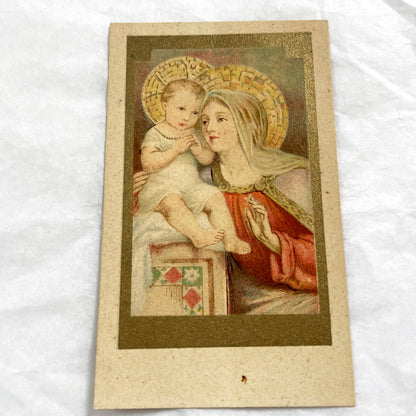 1920s - Antique Religious Card - Virgin Mary and Baby Jesus Devotional Holy Art - Catholic Christian Prayer Collectible
