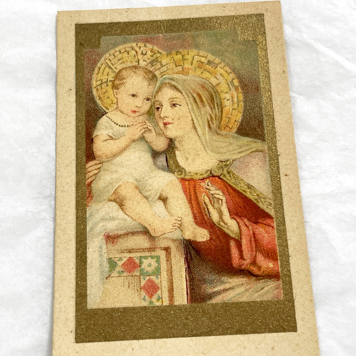 1920s - Antique Religious Card - Virgin Mary and Baby Jesus Devotional Holy Art - Catholic Christian Prayer Collectible