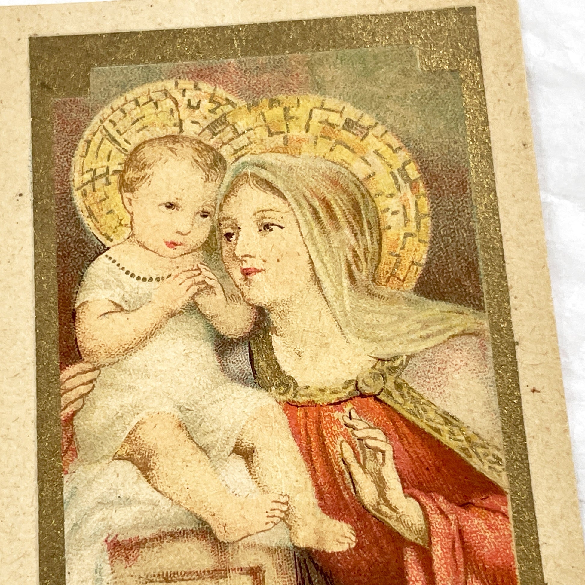 1920s - Antique Religious Card - Virgin Mary and Baby Jesus Devotional Holy Art - Catholic Christian Prayer Collectible