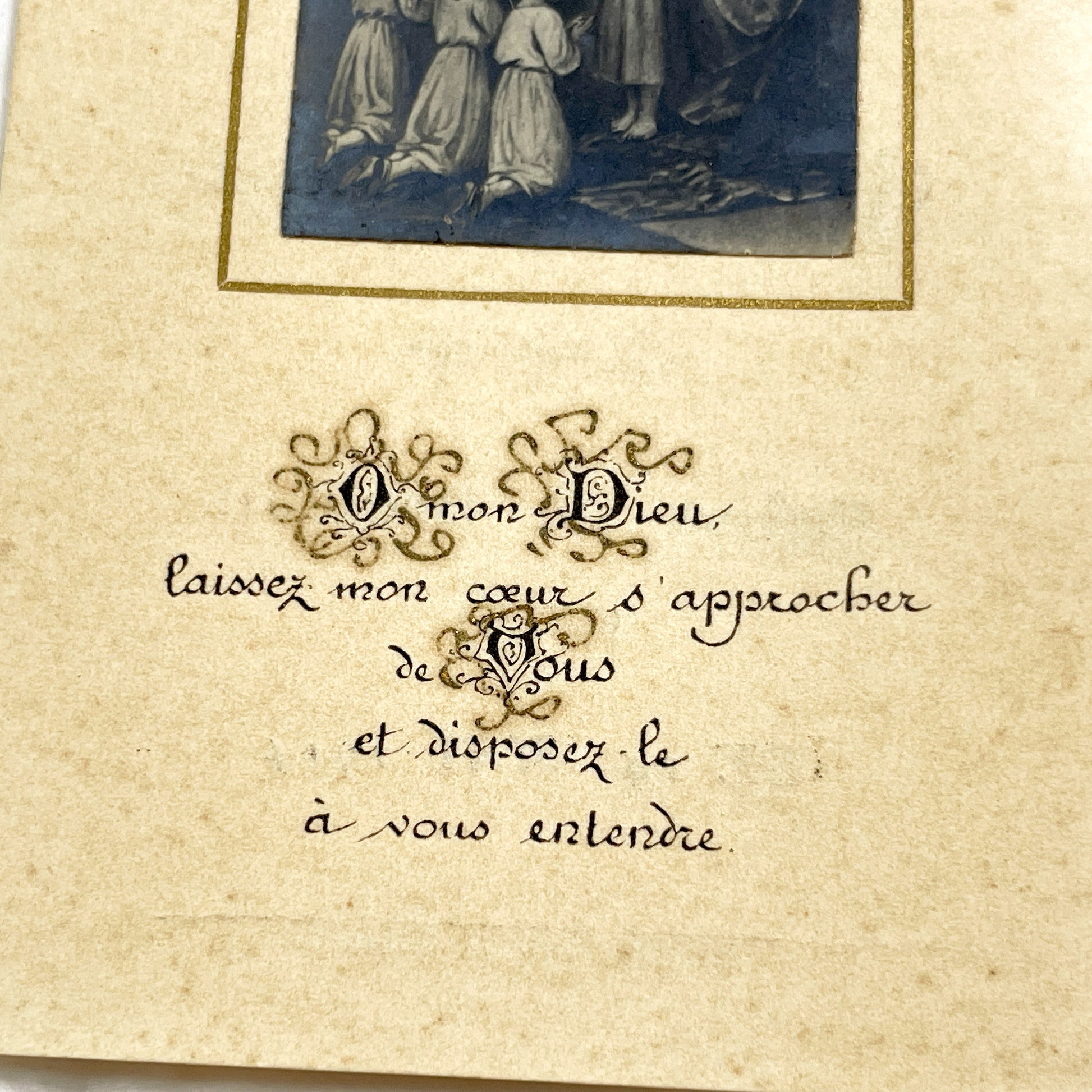 1910s - Antique French Religious Card - First Solemn Communion Memento - Virgin Mary Children Devotion - 1914 - Geneviève Liébaerts