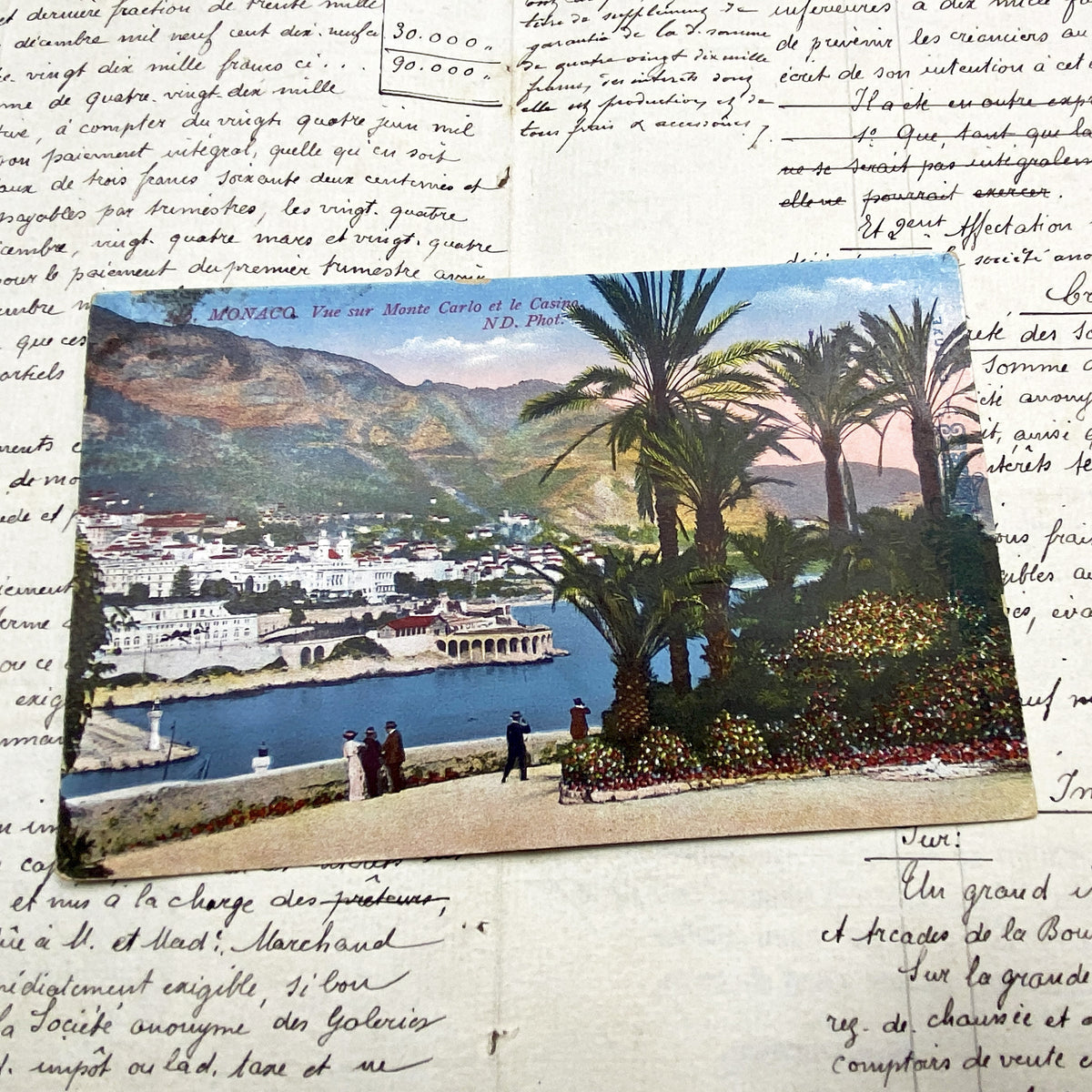 1910s - Monaco Monte Carlo Casino - Vintage Postcard - French Riviera Scenery - Palm Trees - Historical Travel Souvenir