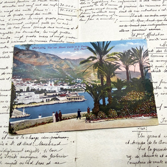 1910s - Monaco Monte Carlo Casino - Vintage Postcard - French Riviera Scenery - Palm Trees - Historical Travel Souvenir