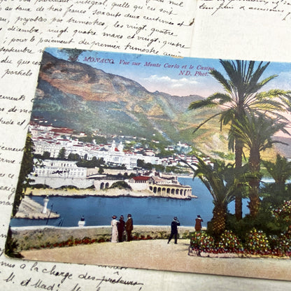 1910s - Monaco Monte Carlo Casino - Vintage Postcard - French Riviera Scenery - Palm Trees - Historical Travel Souvenir