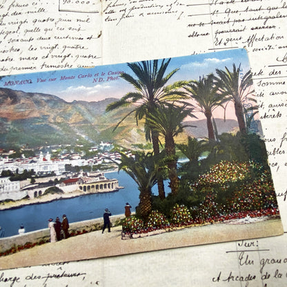 1910s - Monaco Monte Carlo Casino - Vintage Postcard - French Riviera Scenery - Palm Trees - Historical Travel Souvenir
