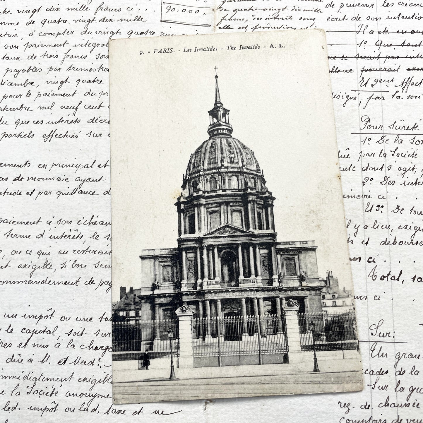 1910s - Paris Les Invalides Postcard - Vintage French Architecture Souvenir - Black And White Historical Landmark Photography